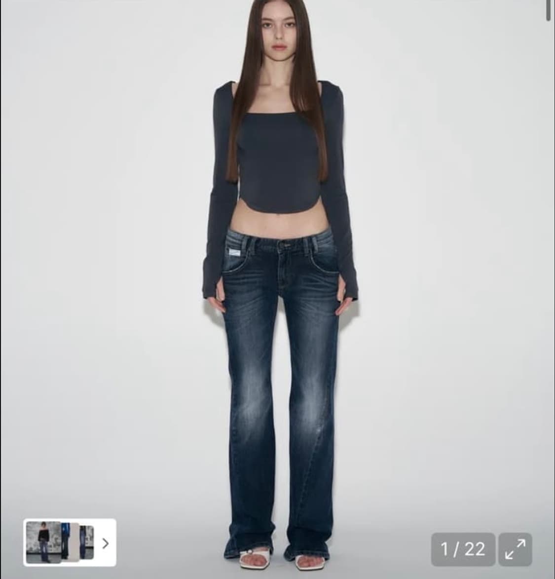 플리즈노팔로우 25빈티지 워싱 부츠컷 데님 S 상품이미지1