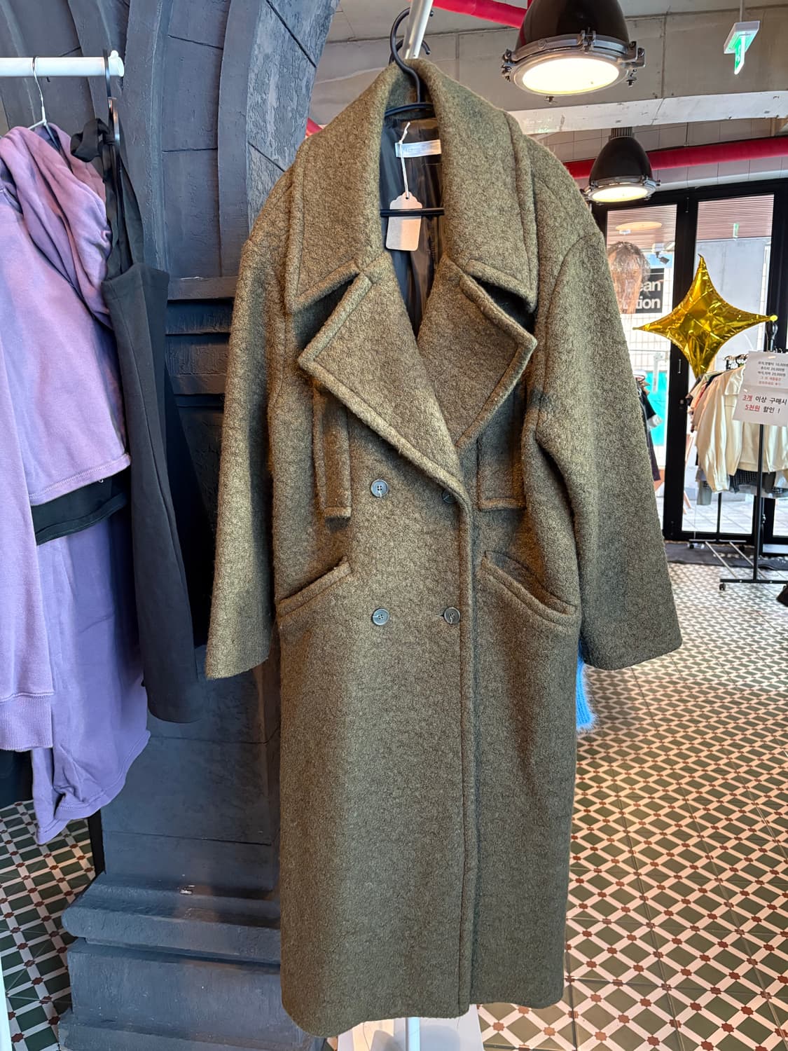 올리브컬러 빅카라 코트 상품이미지1