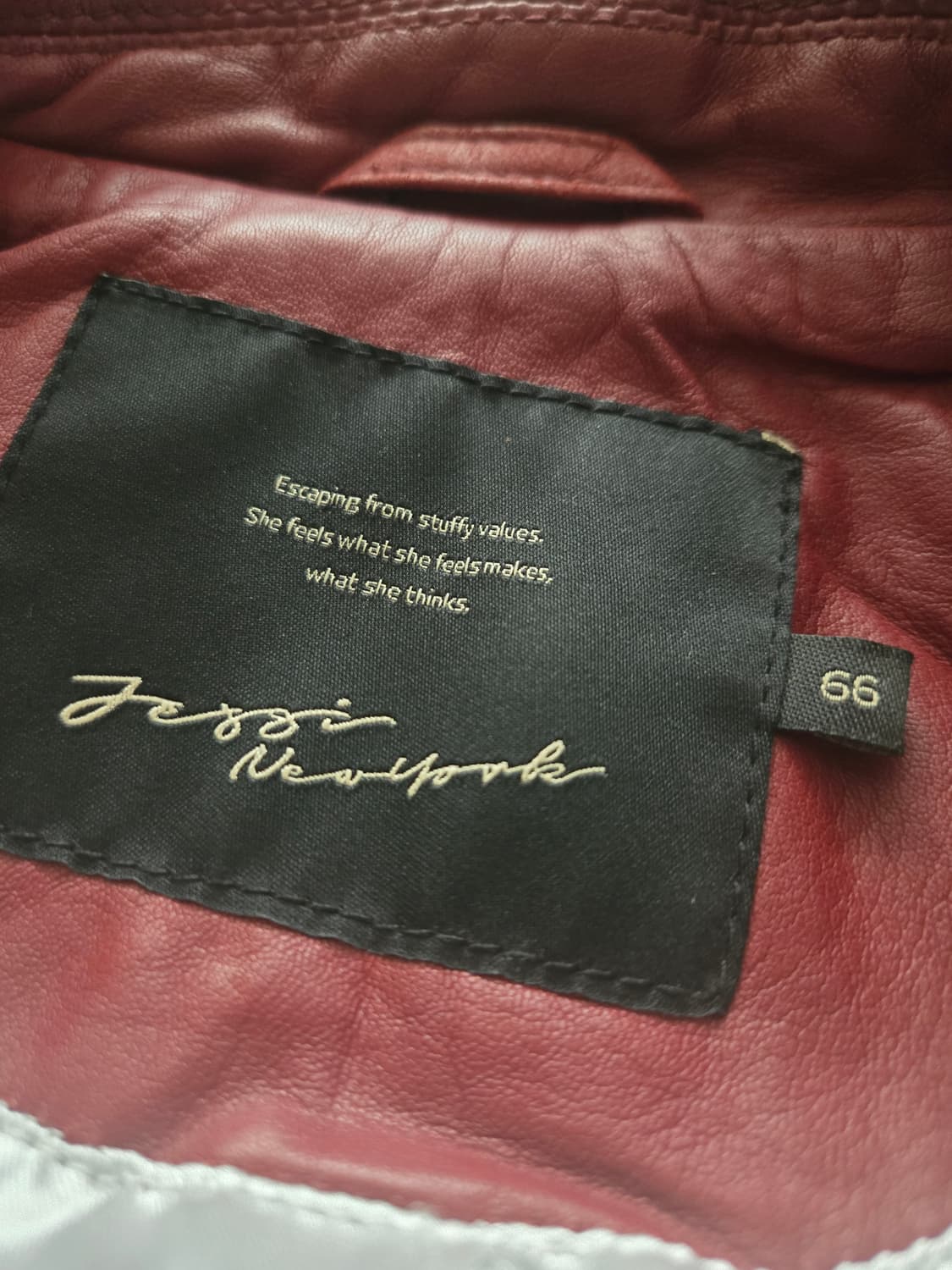 제시뉴욕 가죽 라이더자켓 66사이즈 버건디 상품이미지5