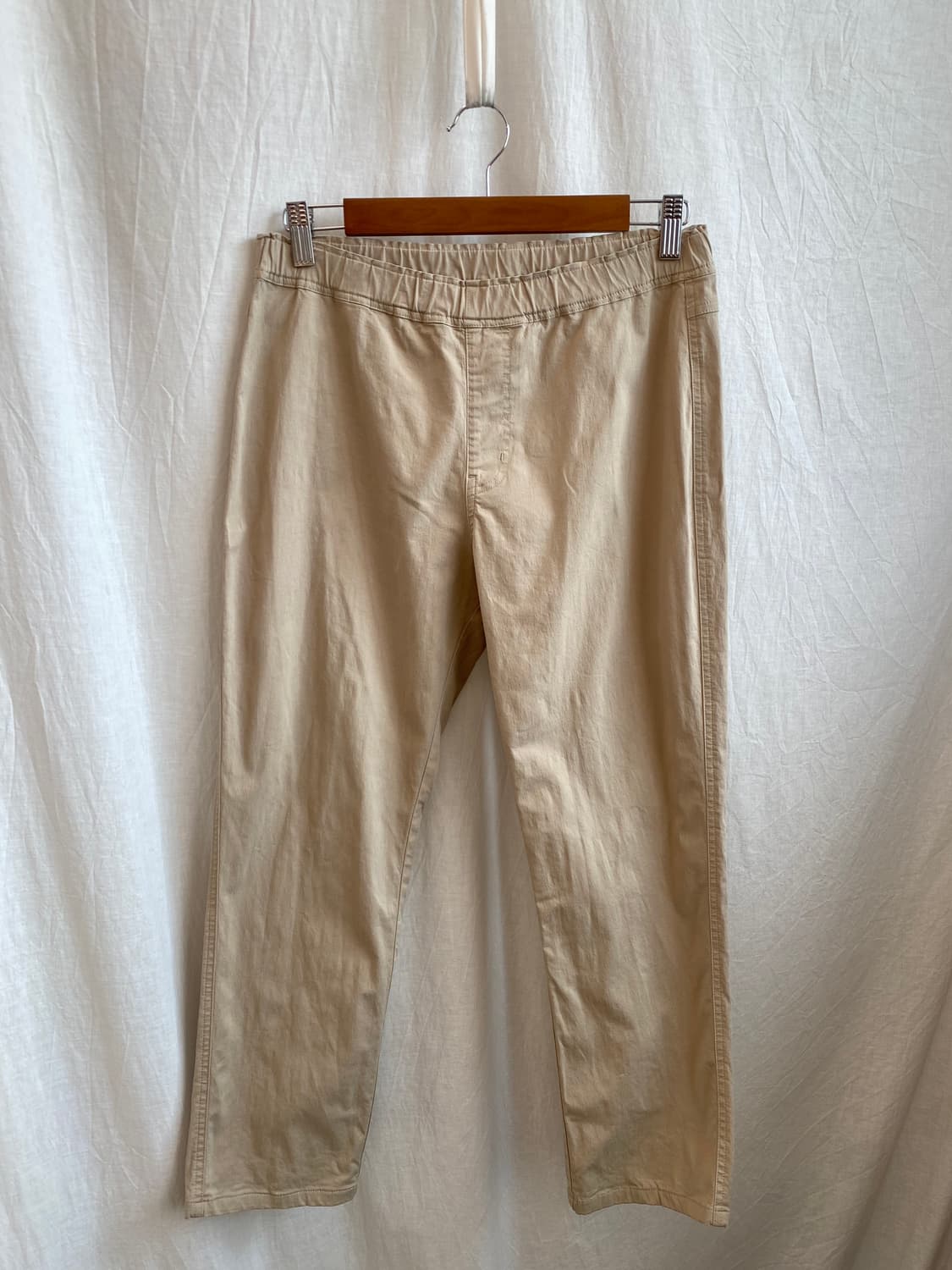 KURIHARA HARUMI 베이지 코튼 밴딩팬츠(L) 상품이미지1