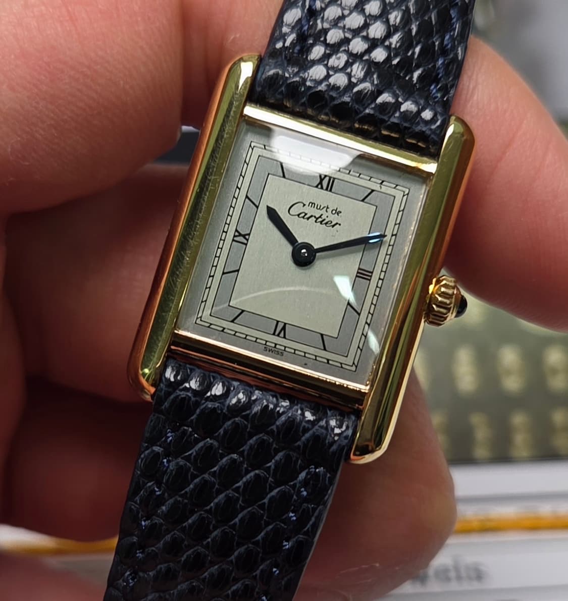 빈티지 까르띠에 머스트드 탱크 오리지널 희귀 실버로만 쿼츠 여성용 (감정 상품이미지5