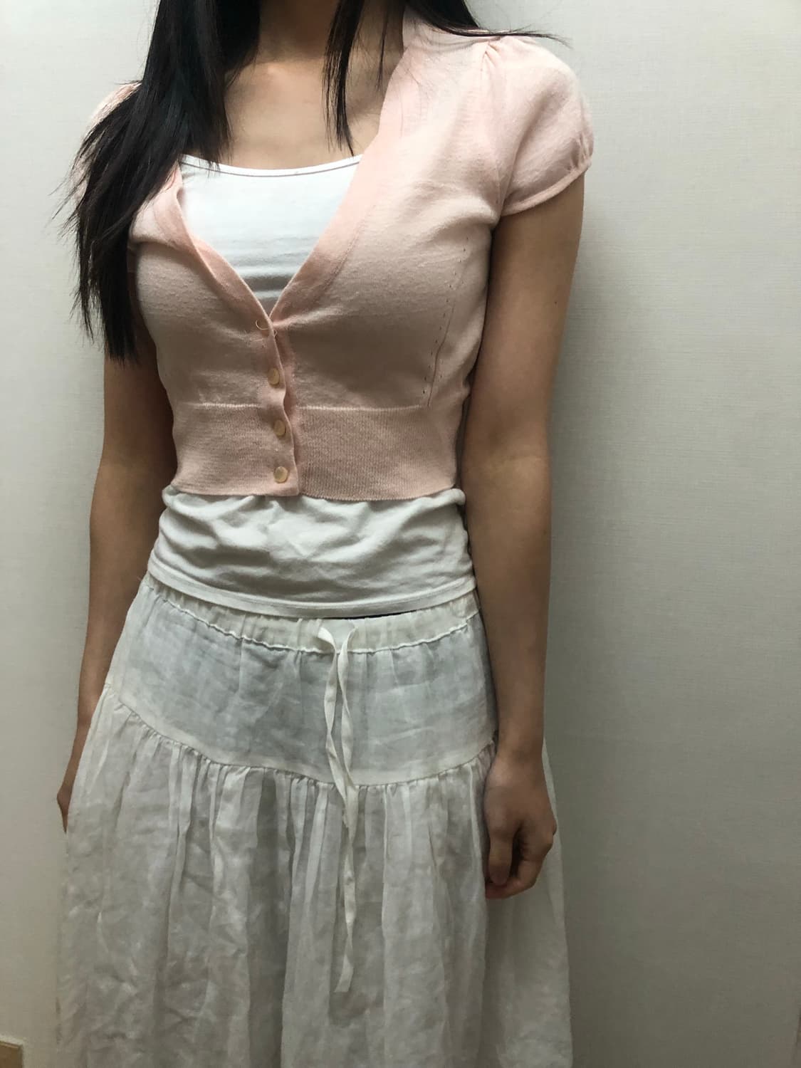 빈티지 베이비 핑크 크롭 가디건 상품이미지3