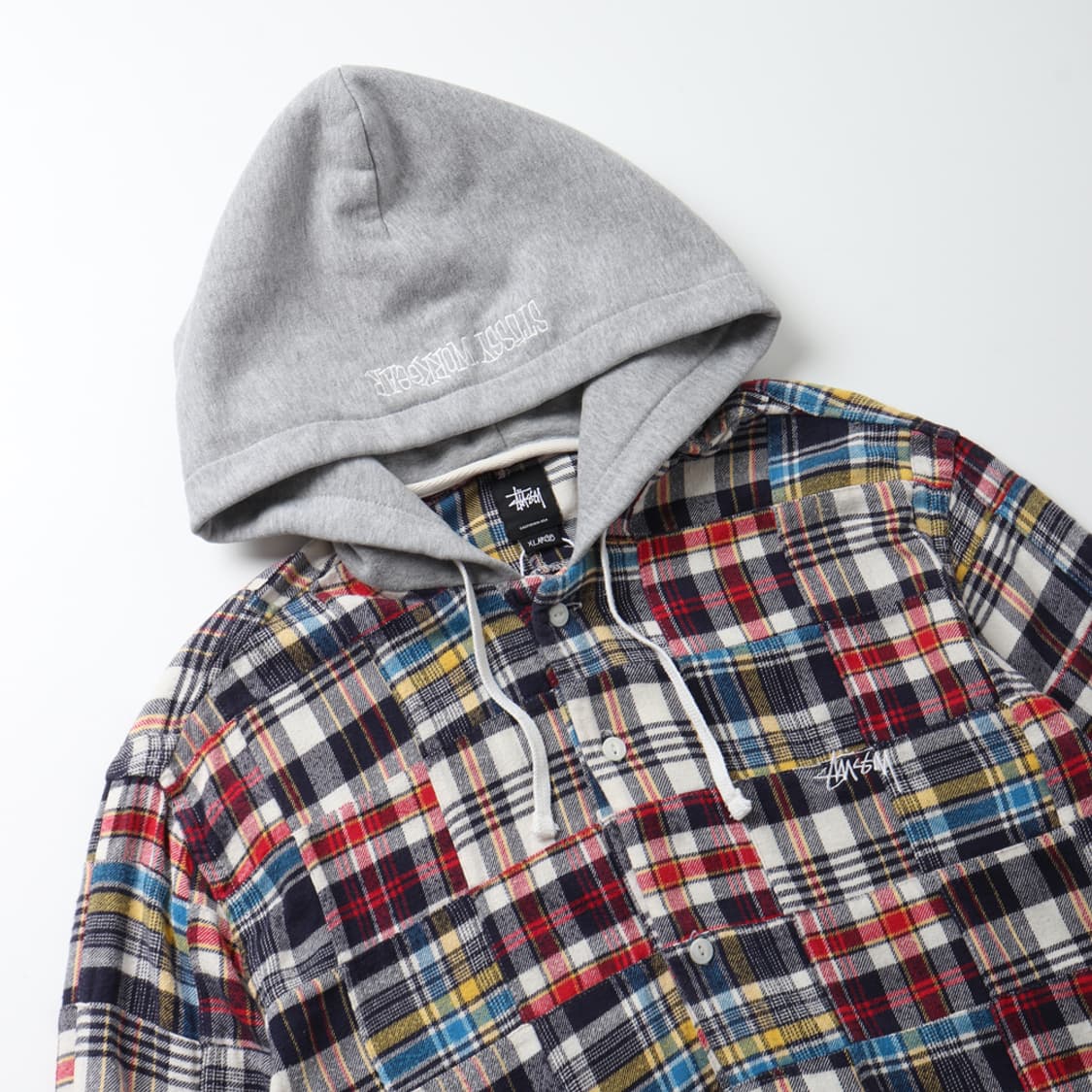 STUSSY Patchwork Check Hooded Shirt 상품이미지9