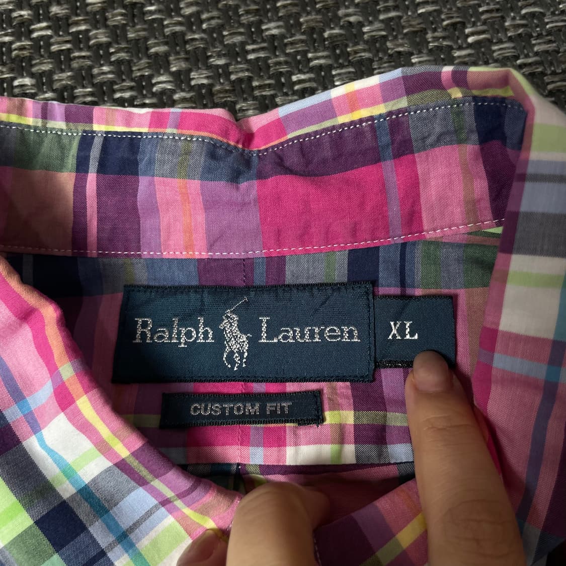 폴로랄프로렌 핑크 그린 블루 멀티 배색 체크 긴팔 셔츠 커스텀핏 XL 상품이미지4