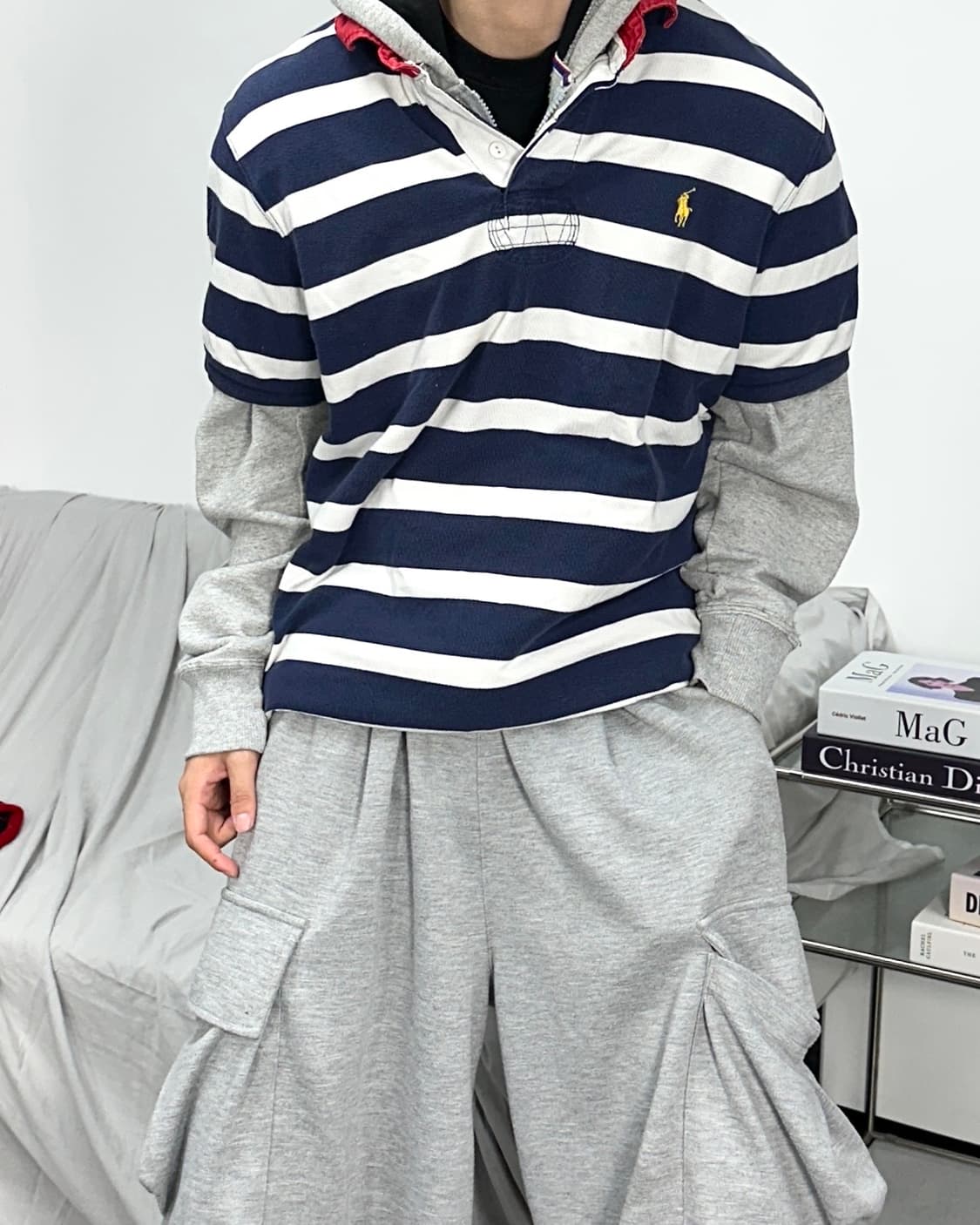 폴로 랄프로렌 화이트 네이비 스트라이프 pk XL 상품이미지2