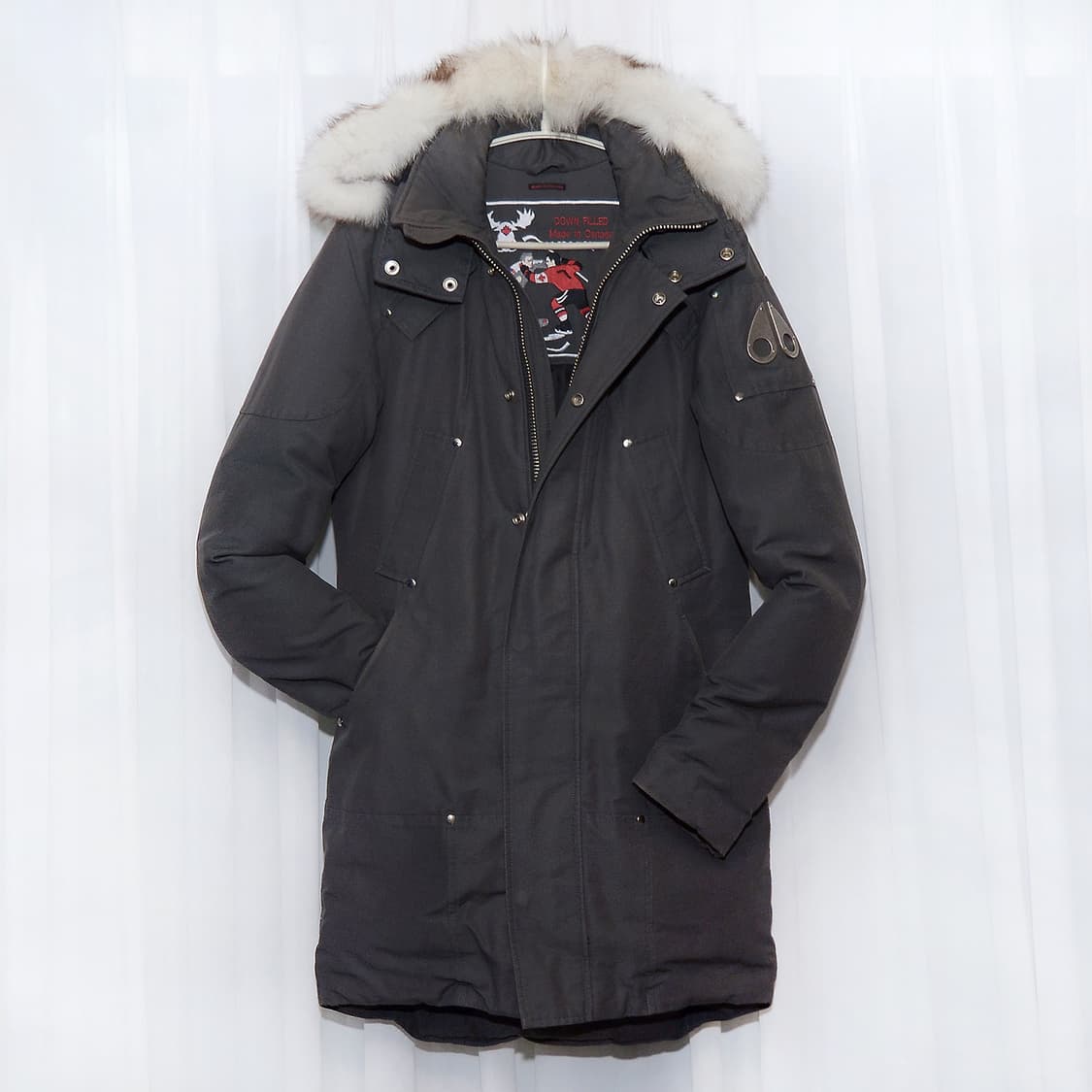 무스너클 스틸링 그레이 화이트 폭스퍼 다운 롱패딩 (XS / 90-95) 상품이미지1