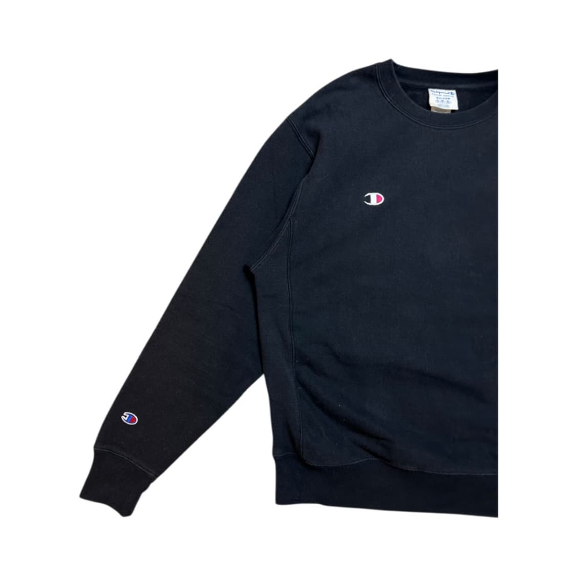 (M) 챔피온 리버스위브 로고자수 블랙 맨투맨 스웻셔츠 TM-001 상품이미지2