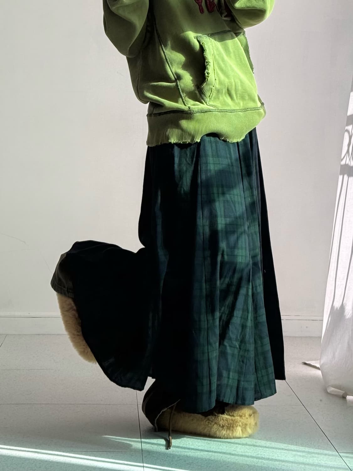 일본 빈티지 체크 롱스커트 상품이미지2