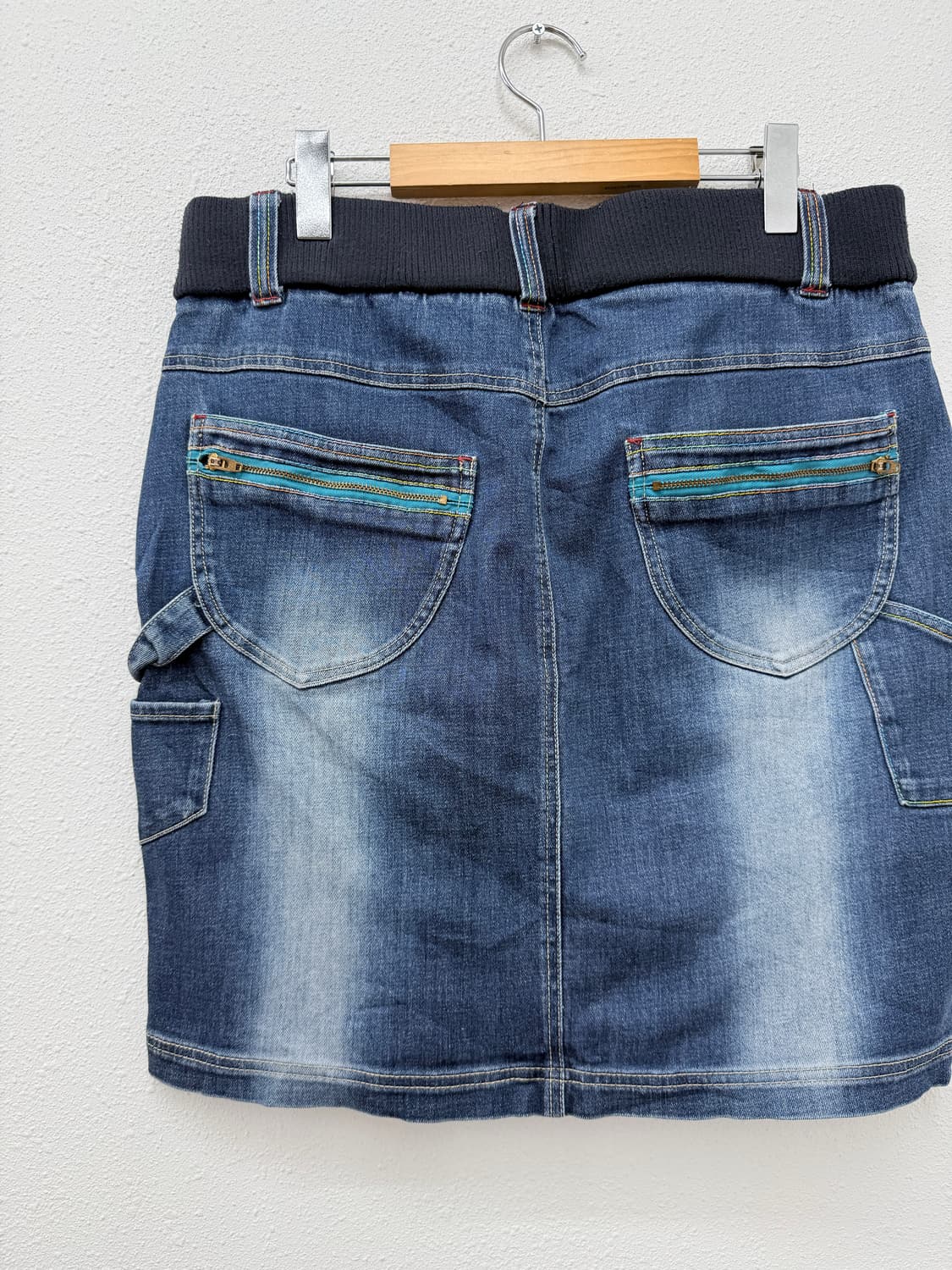 빈티지 밴딩 벨트 데님 미디 스커트 상품이미지4