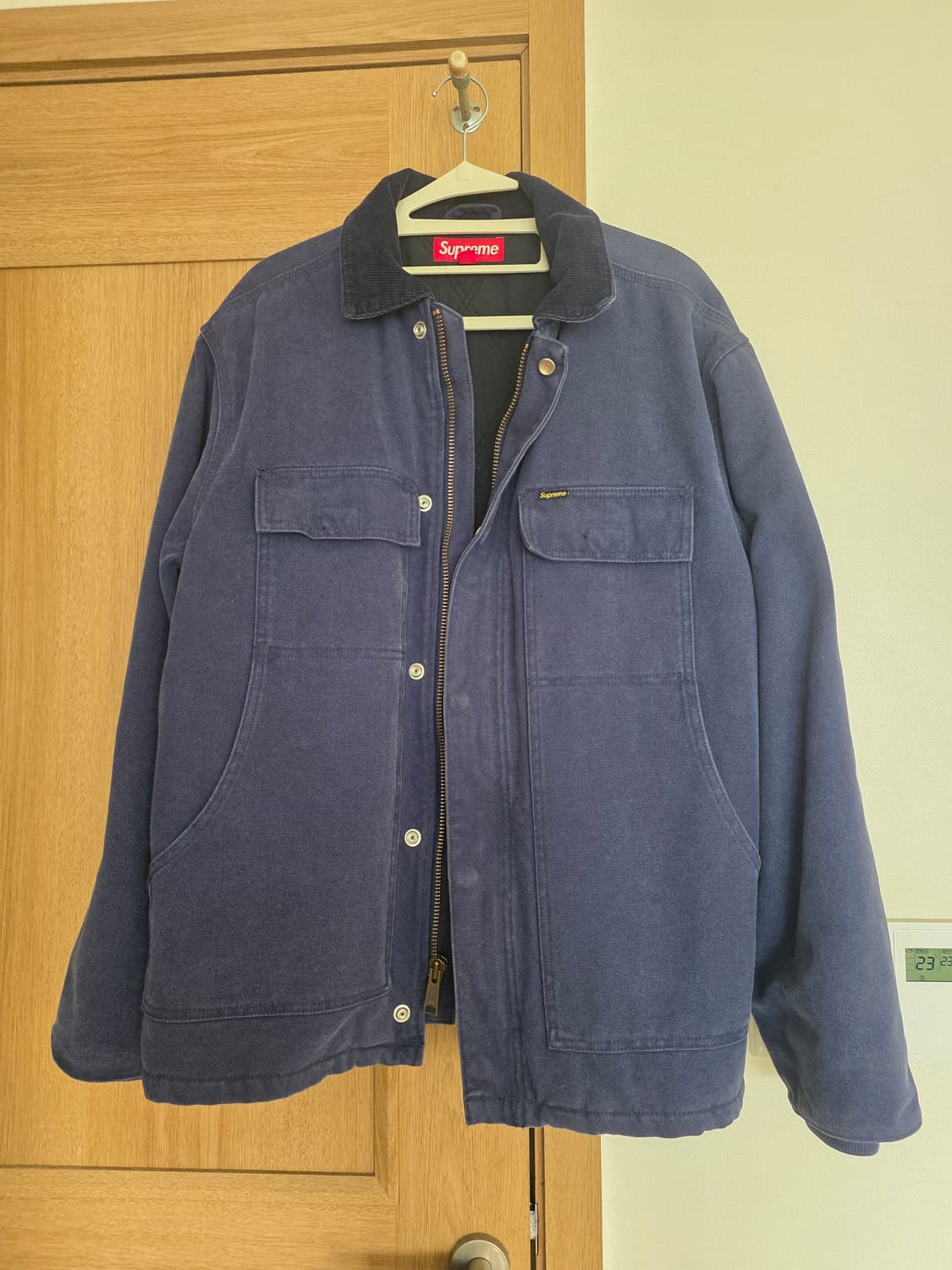 [M] 슈프림 올드 잉글리쉬 캔버스 자켓 네이비 상품이미지2