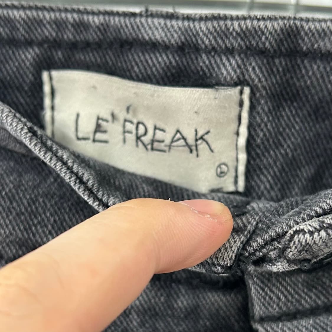 Le Freak 비대칭 와이드 흑청 데님 카고 팬츠 상품이미지7