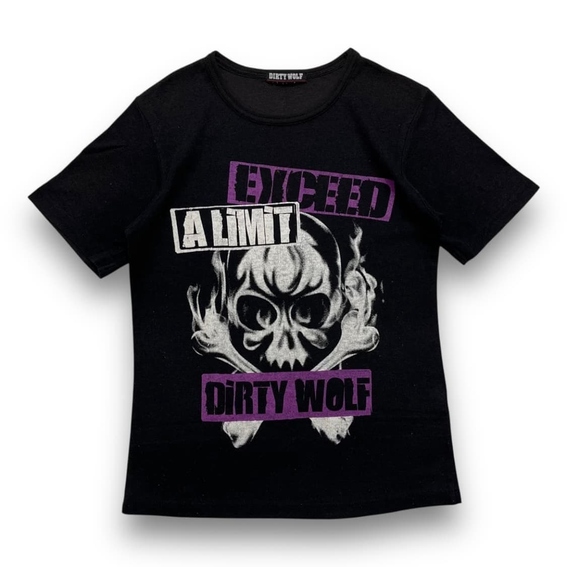 펑크 Dirty Wolf 스컬 플레임 아트 다크 반팔 티셔츠 상품이미지1
