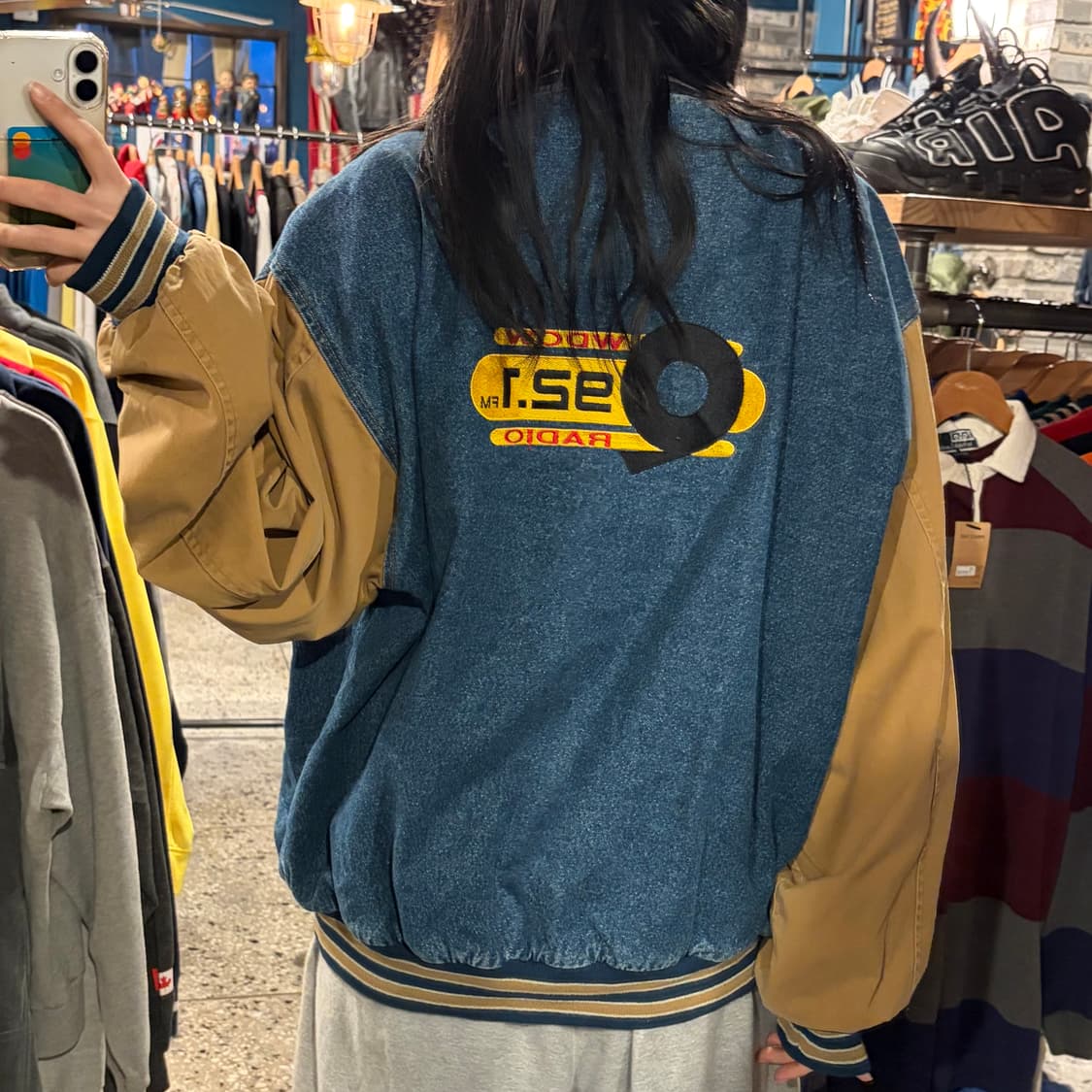 port 빈티지 자수 데님 바시티 점퍼 상품이미지4