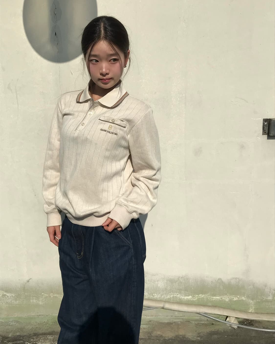 지아니 발렌티노 아이보리 카라 티 상품이미지6