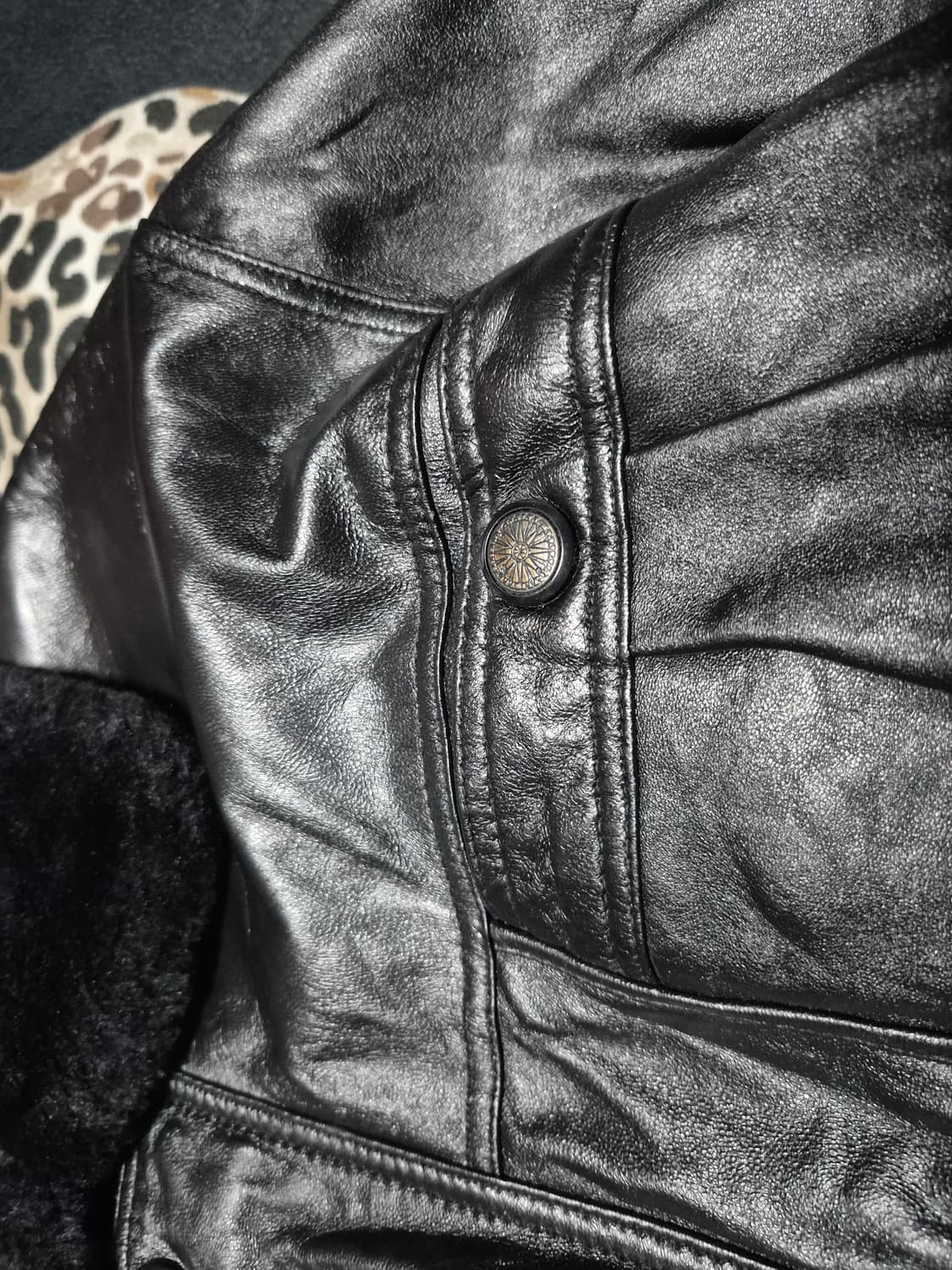 90's 토스카나 TOSKANA 양가죽 레더 무스탕 자켓 M 상품이미지2