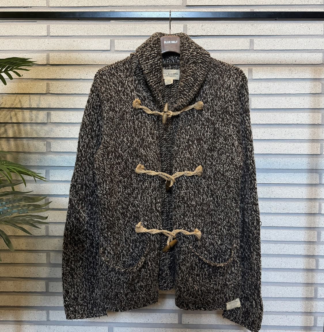 데님 앤 서플라이 토글 울 니트 가디건 마린로프 디테일 멜란지 브라운 상품이미지2