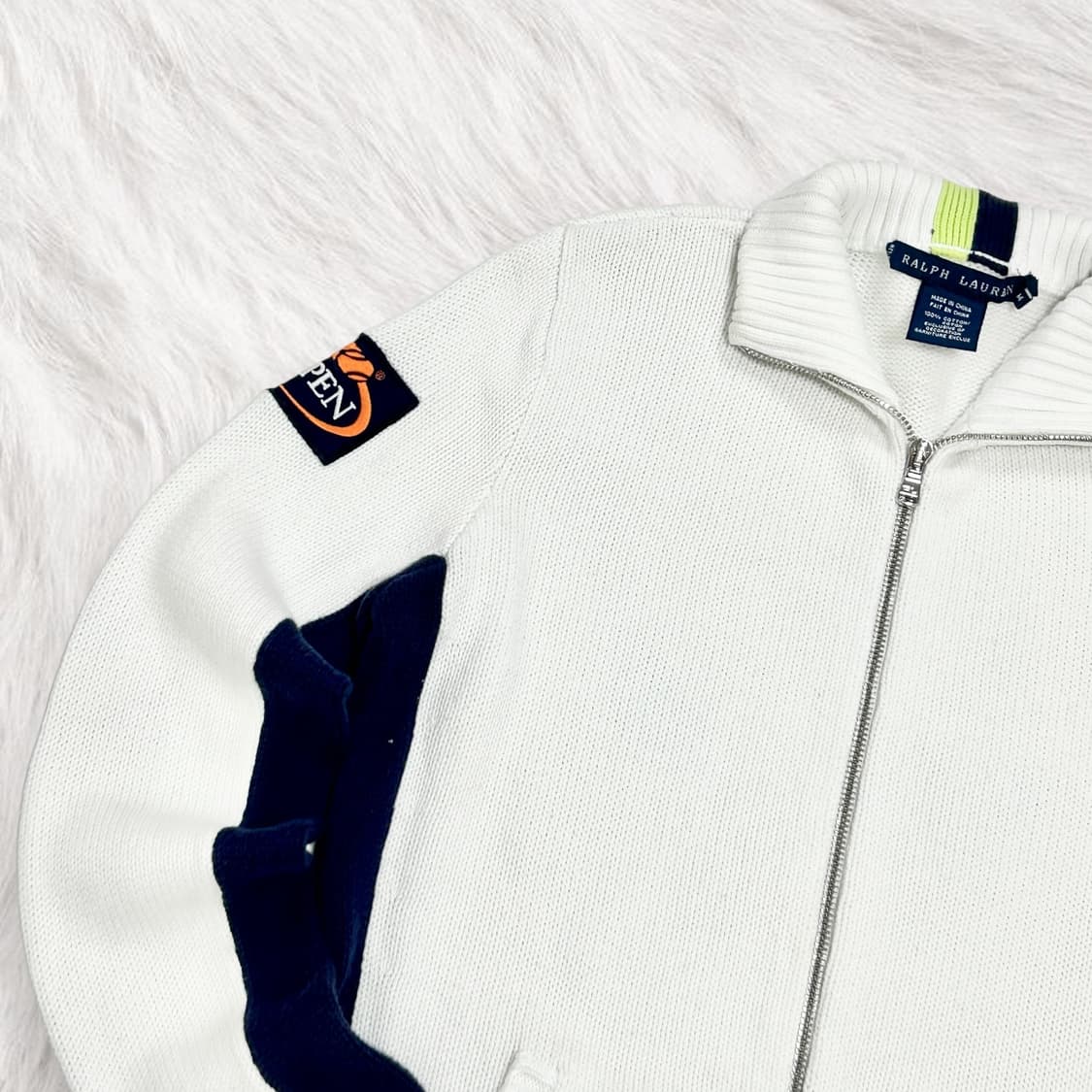 폴로 네이비배색 화이트 니트집업 상품이미지6
