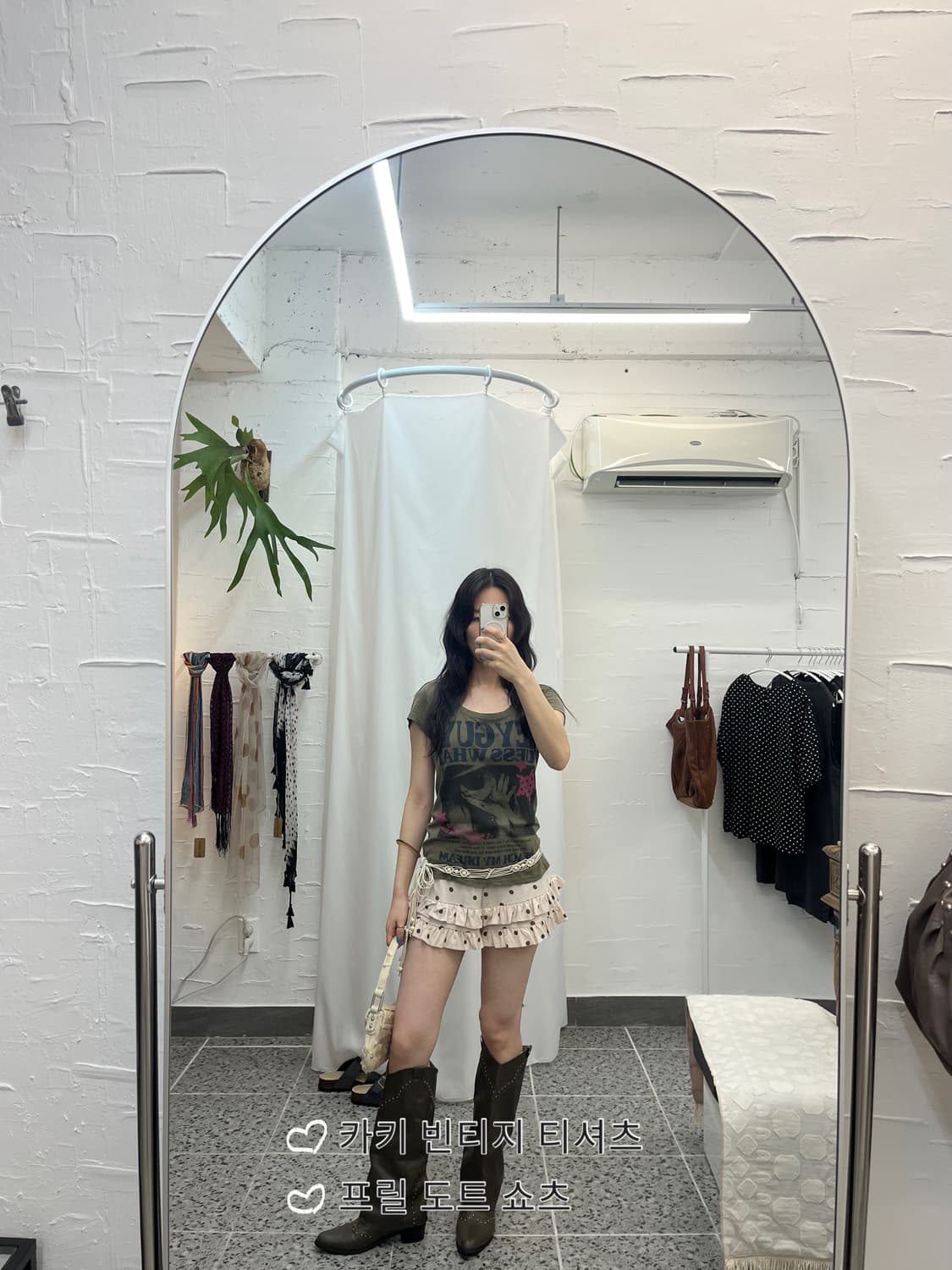 브라운 핑크 도트 프릴 쇼츠 상품이미지1