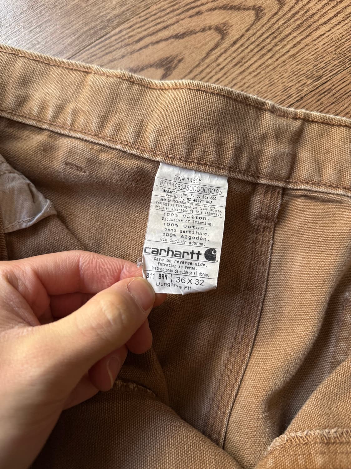 [36]칼하트 USA 더티 페이딩 브라운 싱글니 카펜터 워크 팬츠 상품이미지7