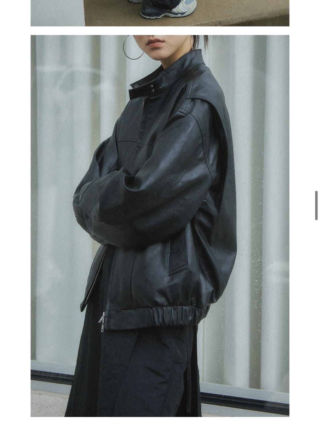 씨타 오버사이즈 블랙 레더 자켓 상품이미지2