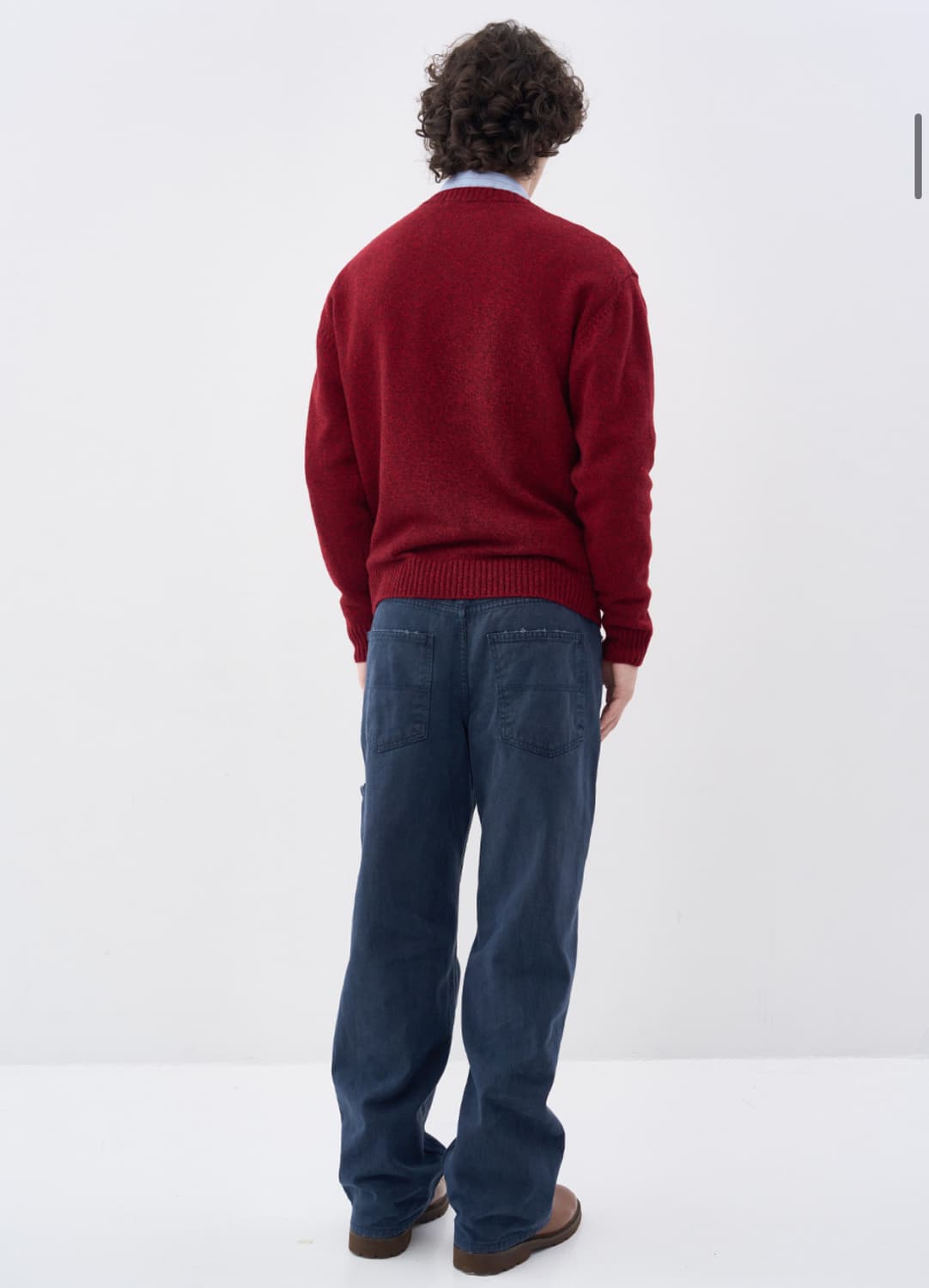 애프터프레이 인타르시아 브이넥 포켓 니트 레드 버건디 L 상품이미지3