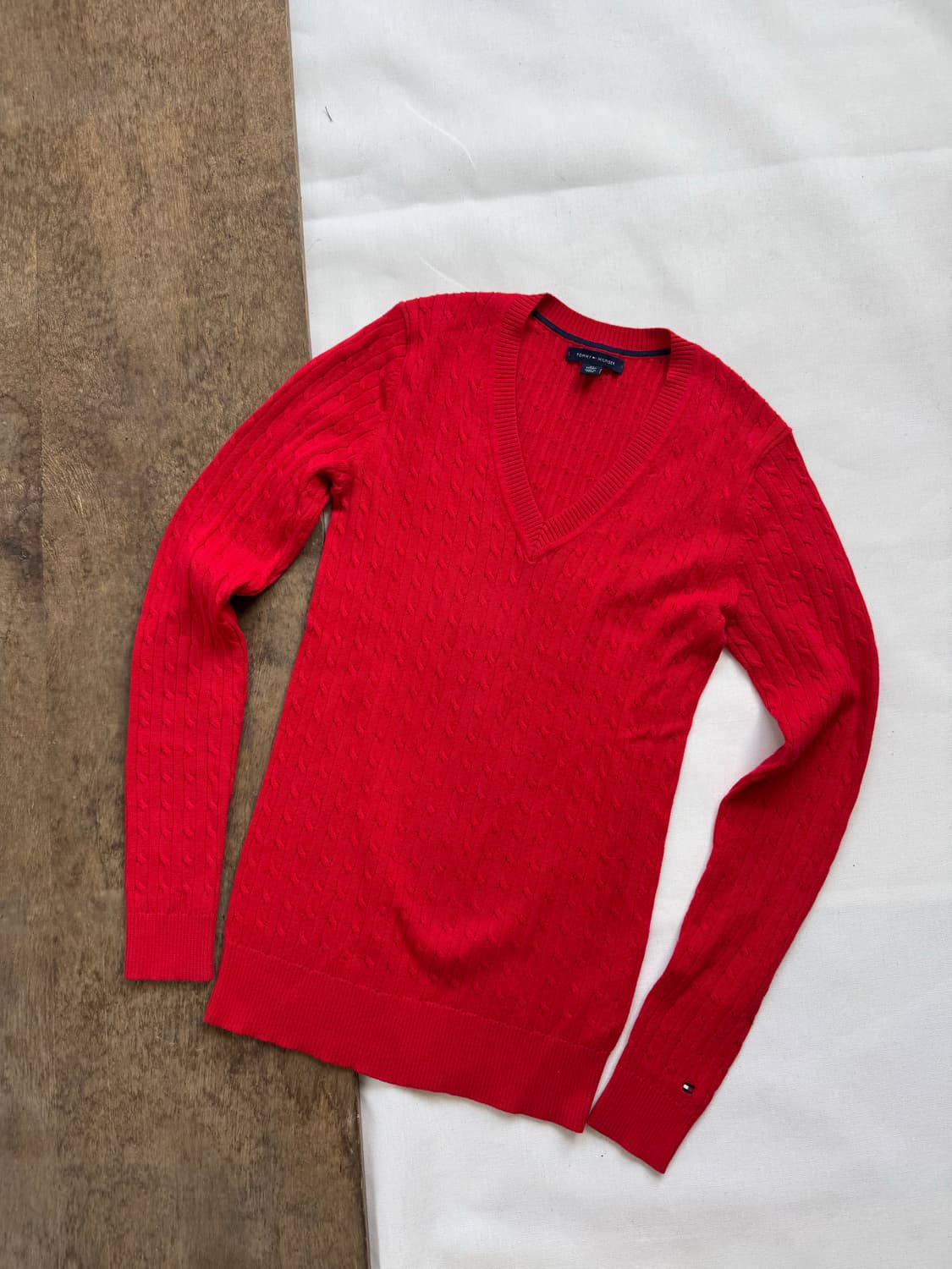 tommy hilfiger 타미힐피거 브이넥 꽈배기 니트 상품이미지1