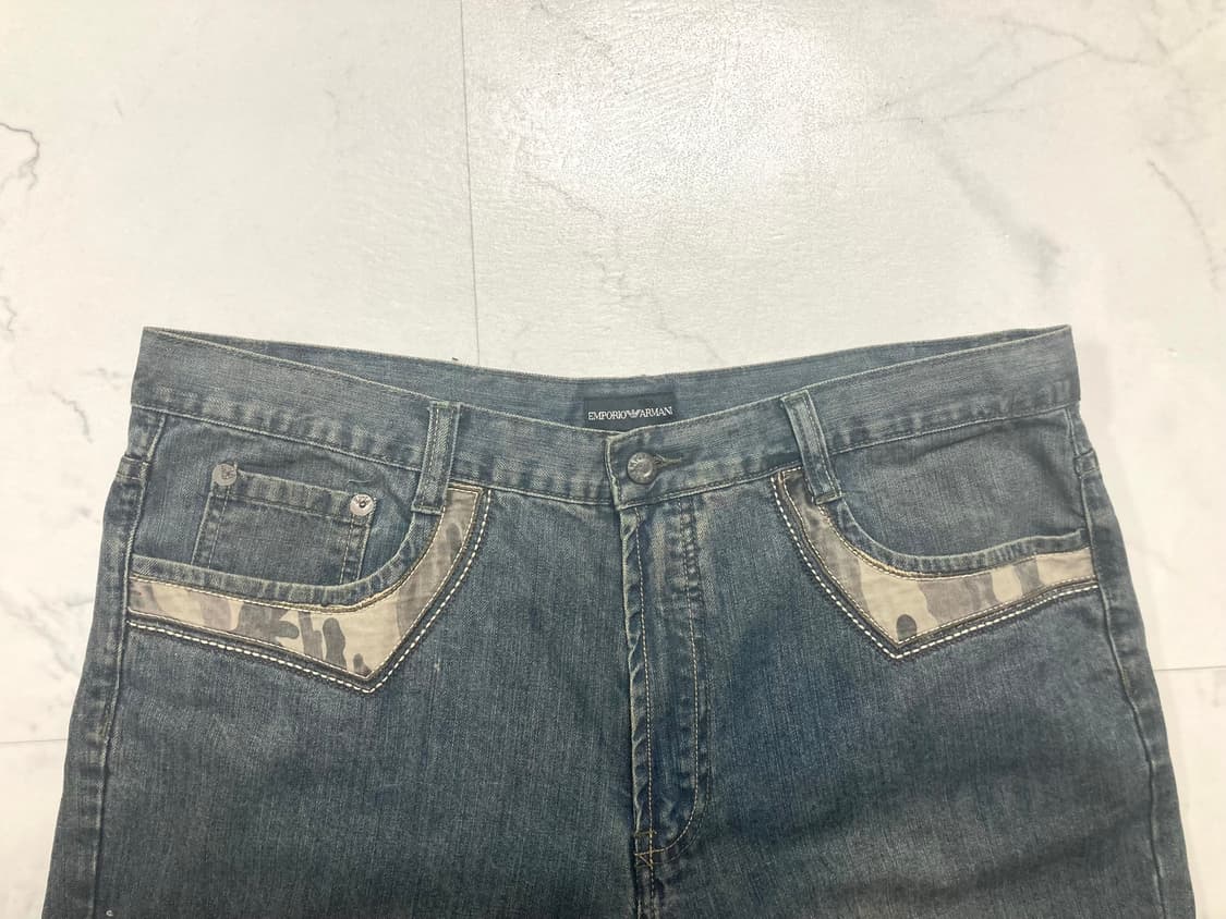 90s 엠포리오 아르마니 워싱진 데님 팬츠 36-38 상품이미지3