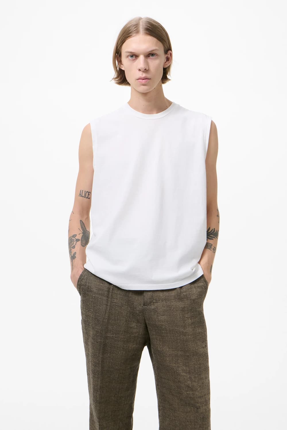 [50,52,54]아워레가시 BREATHE 슬리브리스 탑/화이트 상품이미지2