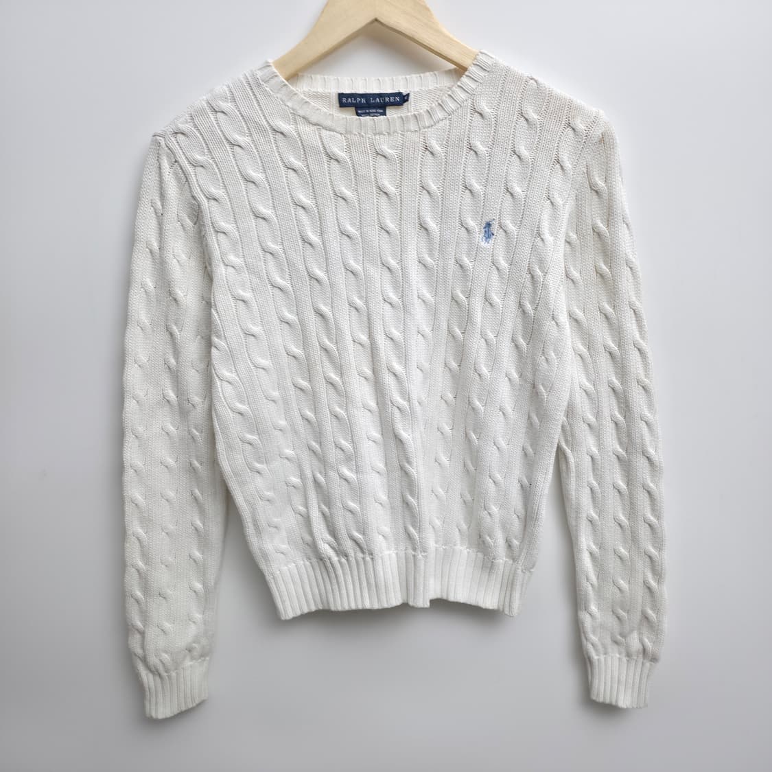 [M] 폴로 랄프로렌 케이블 니트 화이트 베이비 블루 포니 상품이미지1