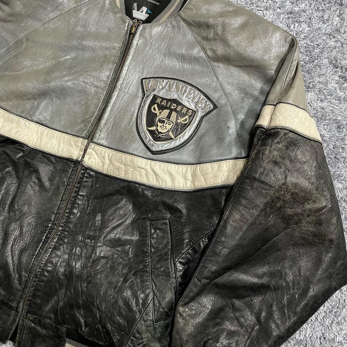 1990s 로스엔젤레스 Raiders 레더 블루종 상품이미지4