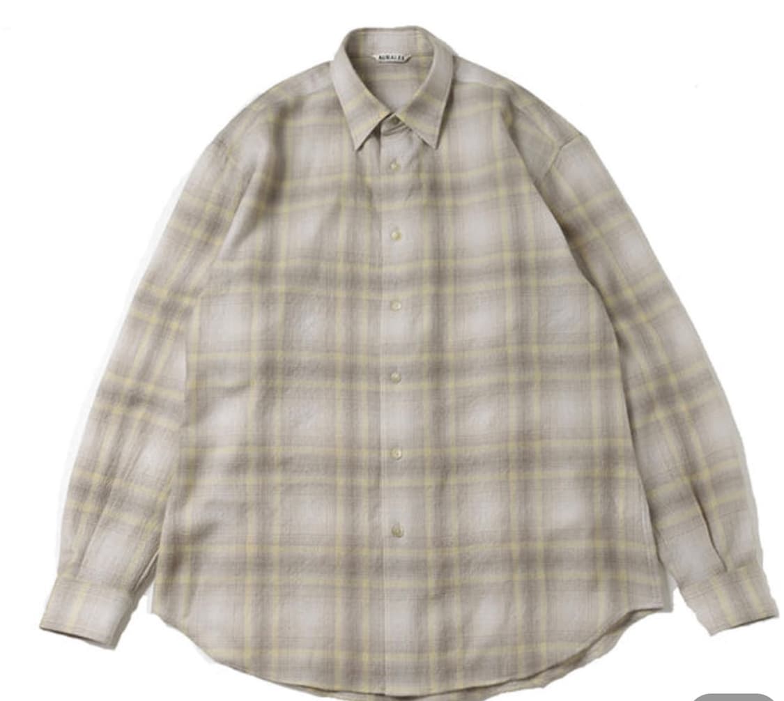 오라리 24aw 에어리 울 셔츠 옐로우 그레이 체크 4사이즈 판매합니다. 상품이미지1