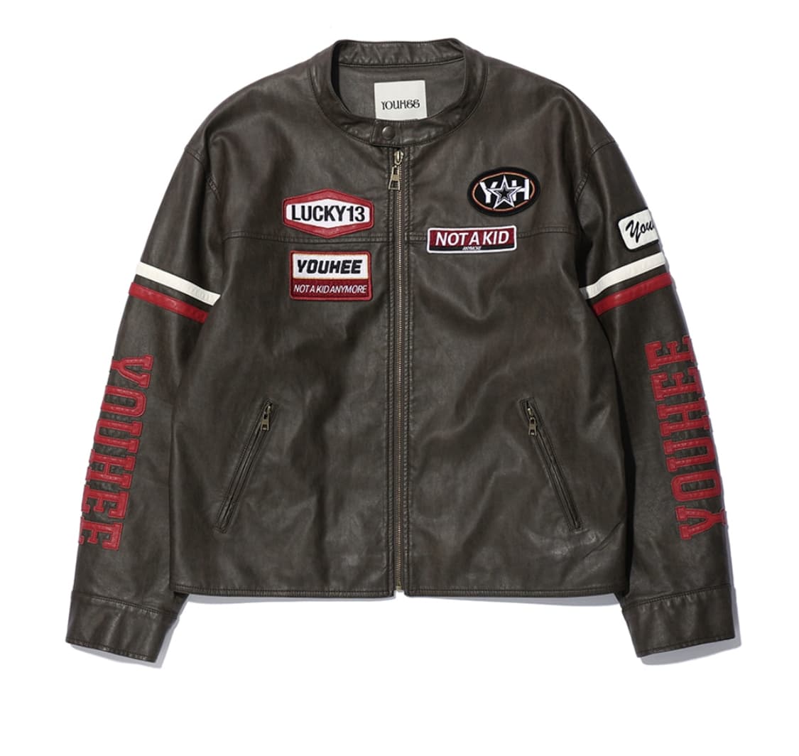 유희 와펜 디테일 바이커 자켓 FREE 상품이미지6