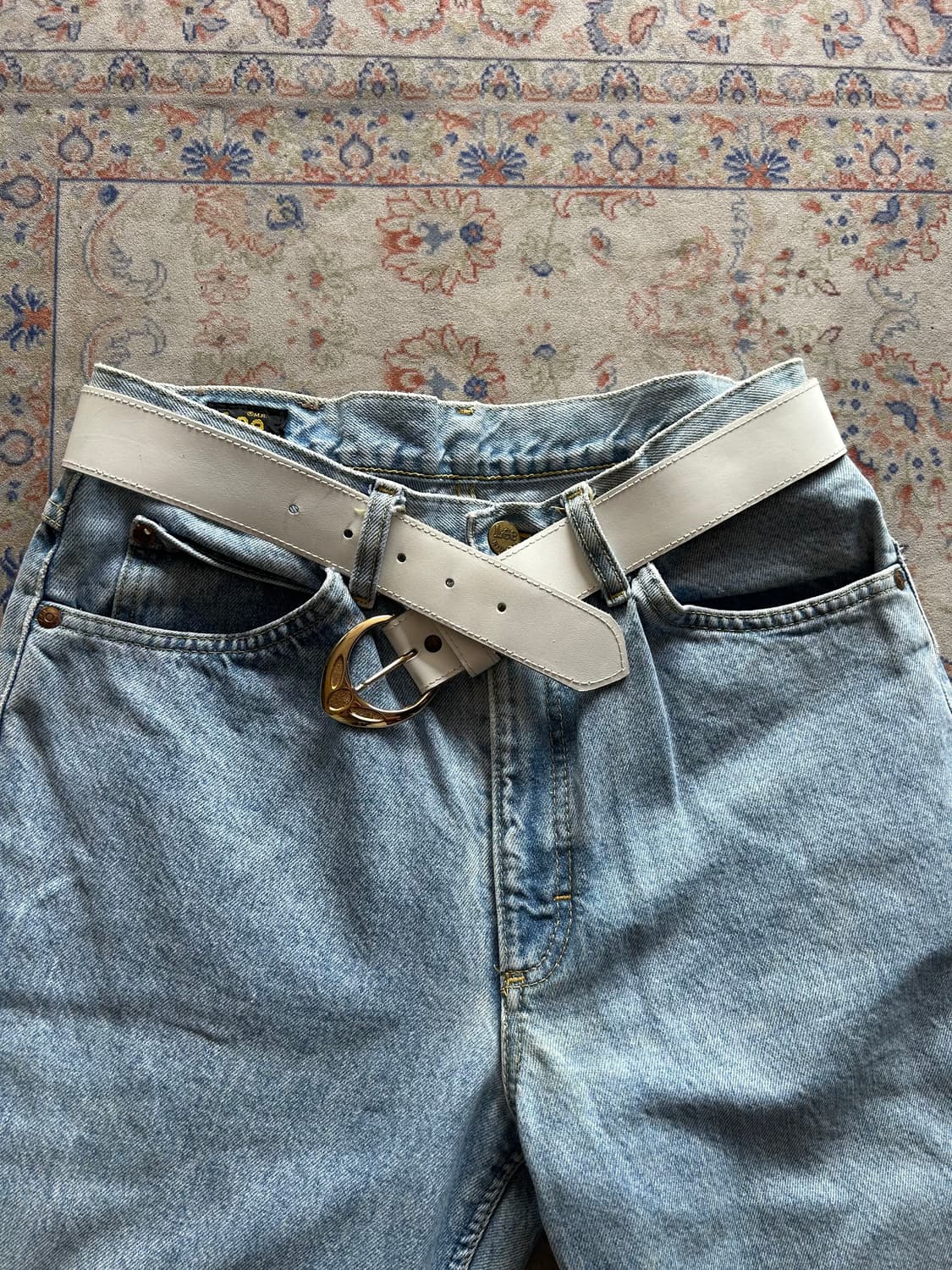 Vintage white leather belt 상품이미지1