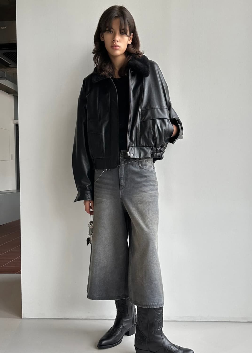 로우클래식 레더 숏 누빔 자켓 S 상품이미지4