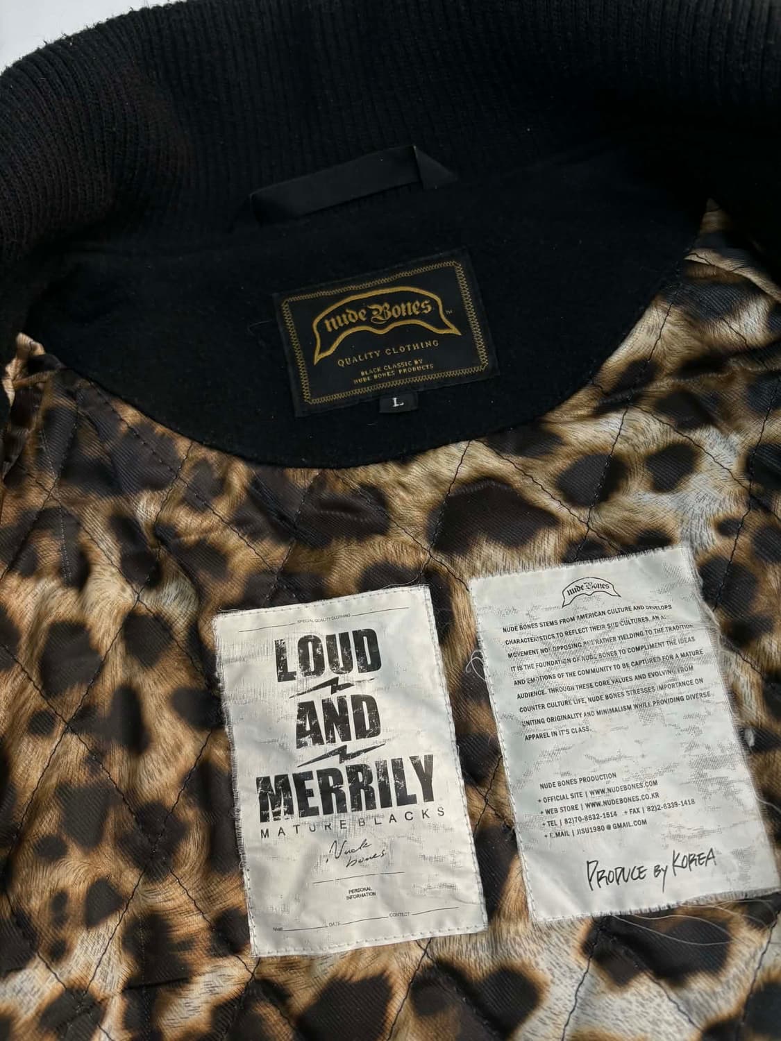 [L] 누드본즈 가죽 바시티 자켓 상품이미지5