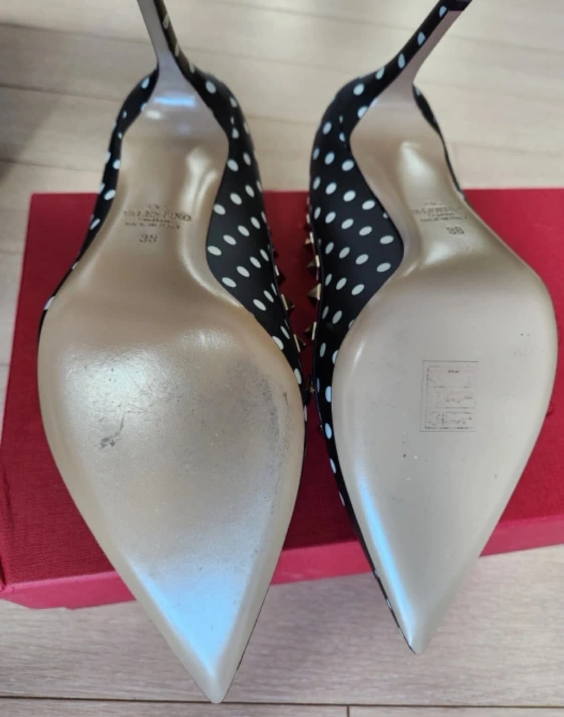 발렌티노 valentino 락스터드 도트힐 구두 힐 38 상품이미지4