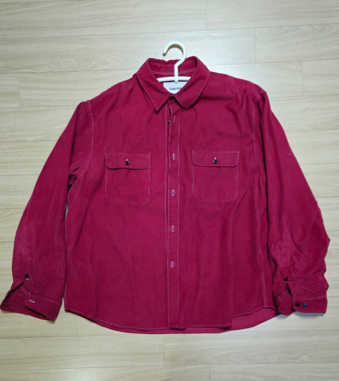 토니웩 가먼트 다잉 코듀로이 셔츠 레드 XL 상품이미지1