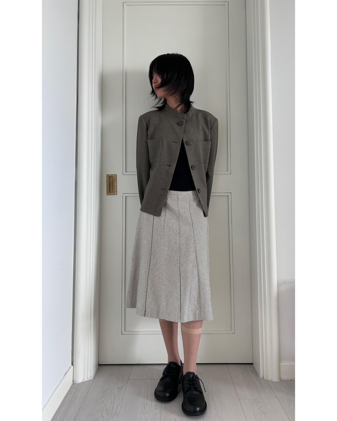 Oblique Stripe Midi Skirt / 빈티지 미디 스커트 상품이미지3