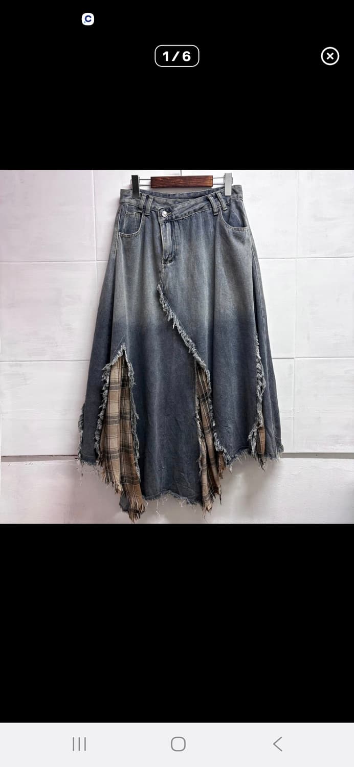 (마지막특가) 일본빈티지 데님 패치웍 데미지 그런지 히피 롱스커트 상품이미지1