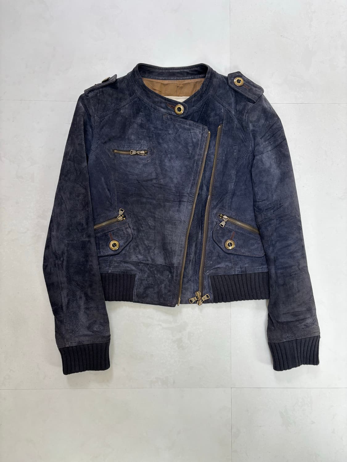 BLUE SUEDE CROP JACKET 상품이미지1