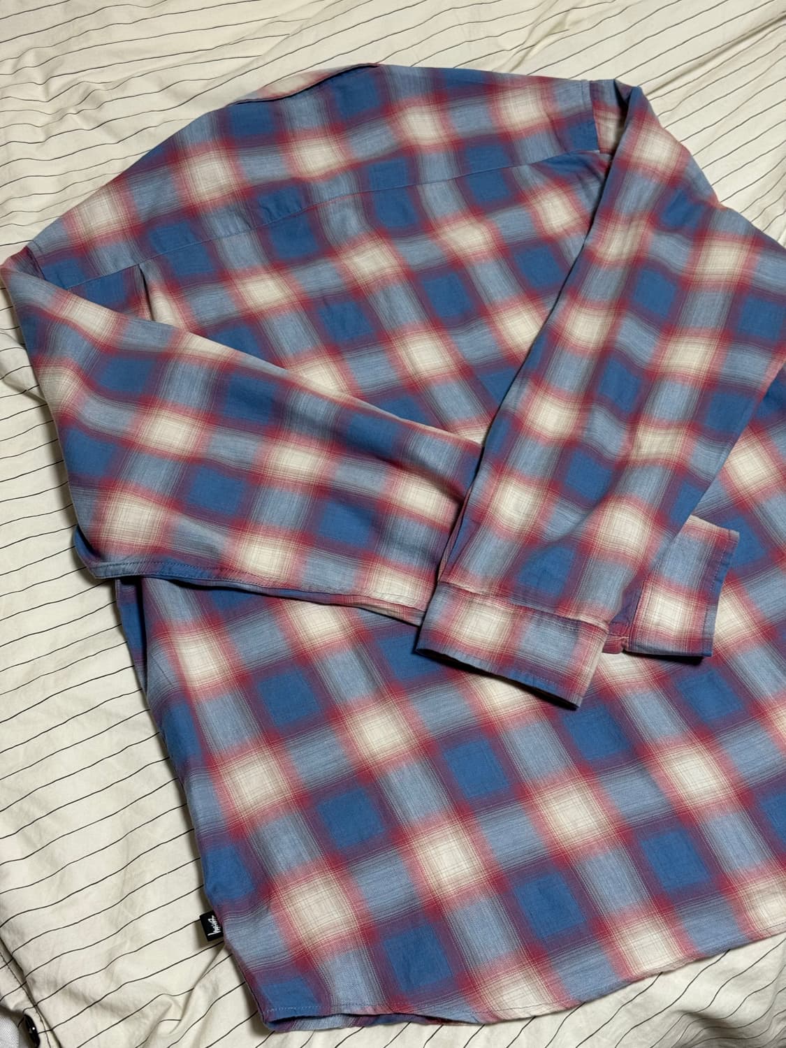 [L] 스투시 비치 옴브레 플레이드 셔츠 블루 상품이미지6