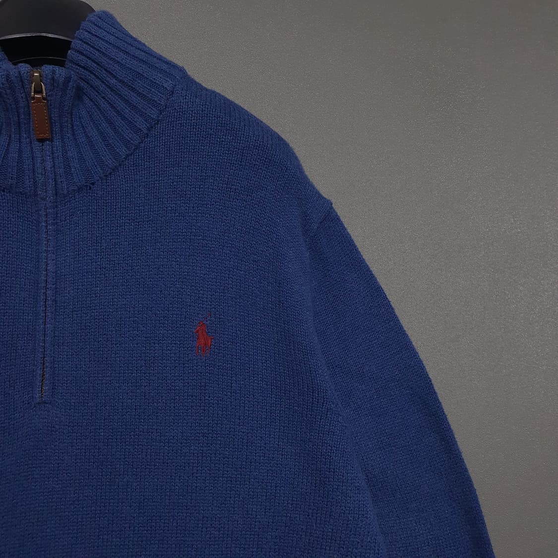 M (95) 폴로 랄프로렌 신형 포니 코튼 하프집업 니트 스웨터 블루 상품이미지2