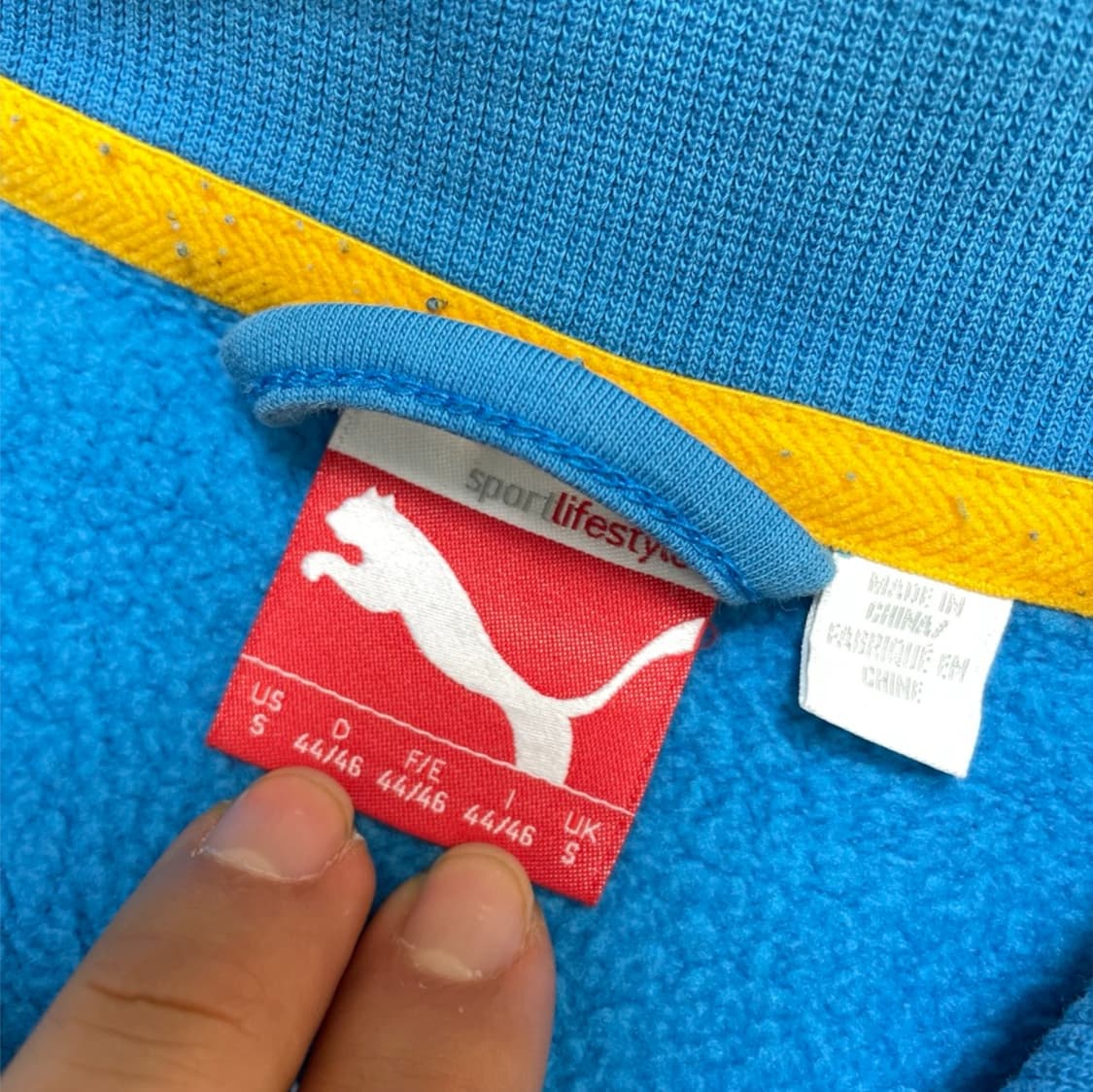 푸마 Puma 연블루 빅로고 자수 약기모 하이넥 집업 S 상품이미지3