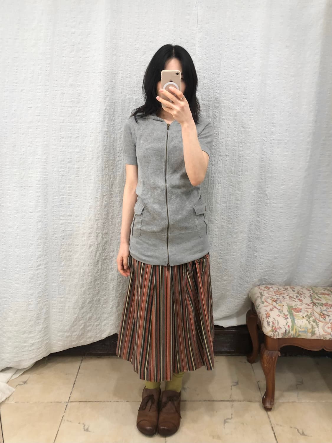 Gray waffle hoodie ops 상품이미지5