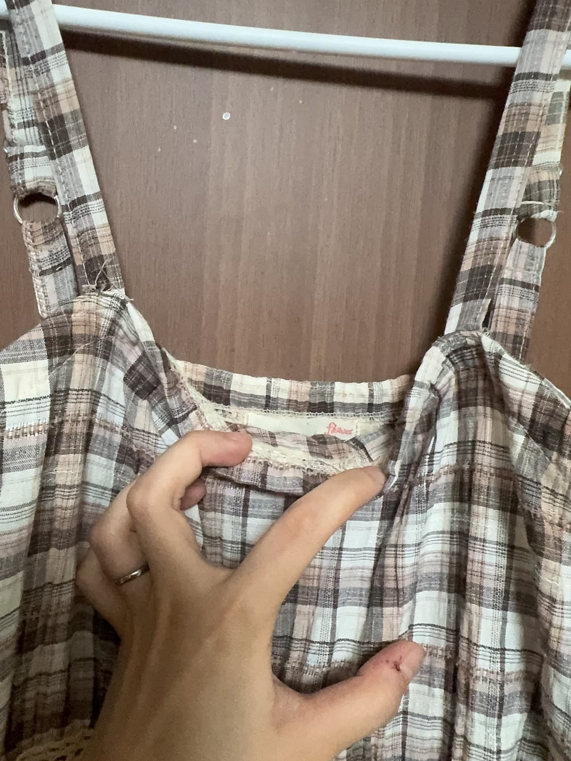 모리걸 하구미 일본 빈티지 아오이유우 레이스 체크 롱 원피스 상품이미지3