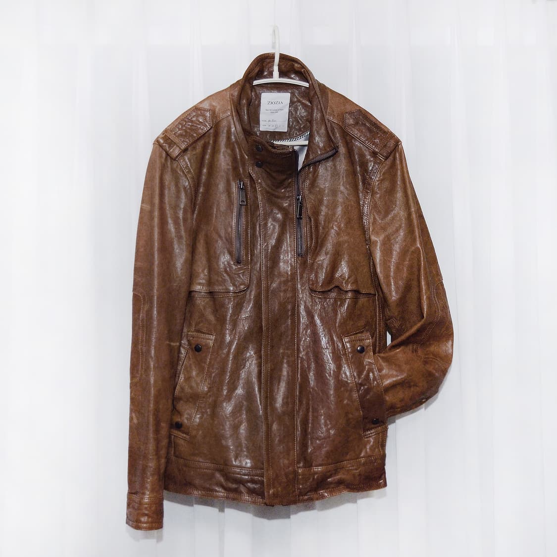 올드레더 워싱 브라운 쉽스킨 양가죽 라이더 자켓 (100) 상품이미지1