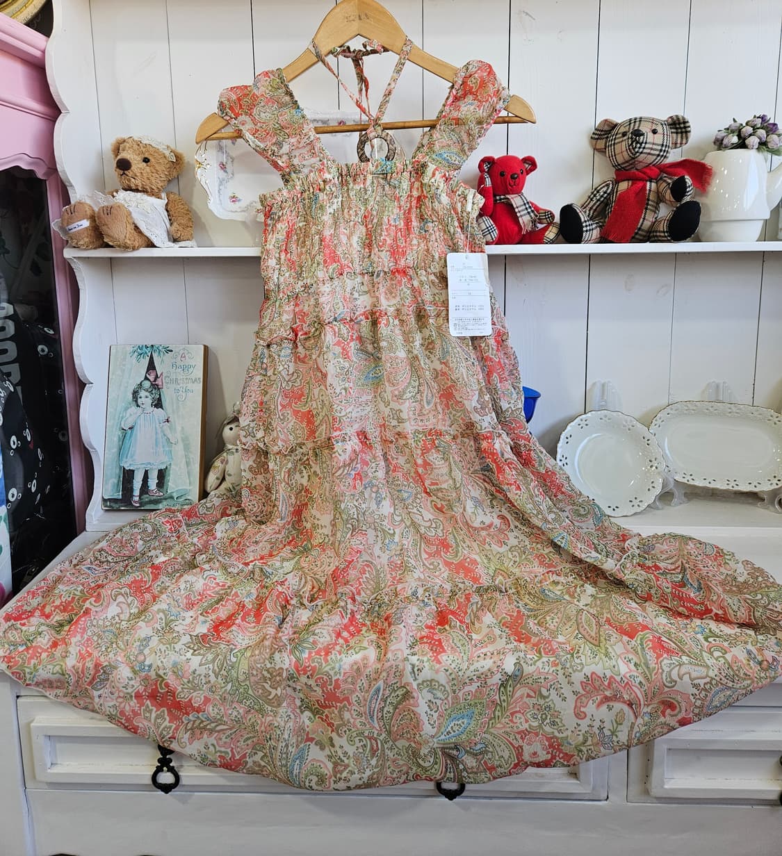 페이즐리 쉬폰 티어드 원피스 상품이미지1