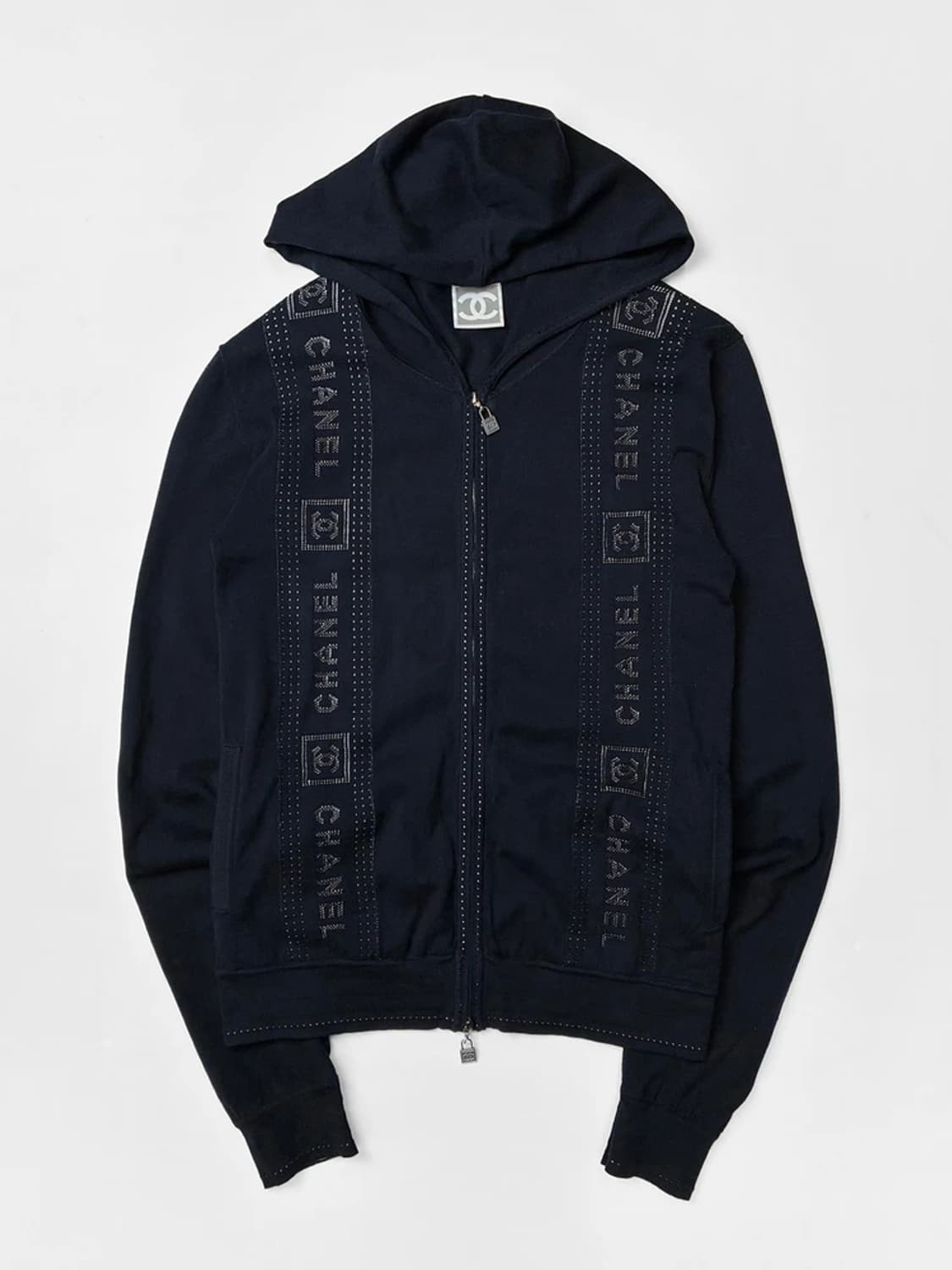 샤넬 코튼 시그니처 패턴 풀집 후드집업 PN5724 상품이미지1