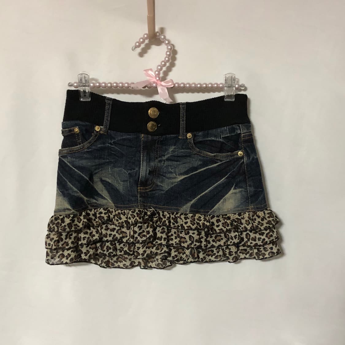 호피 데님 리브 스커트 상품이미지8
