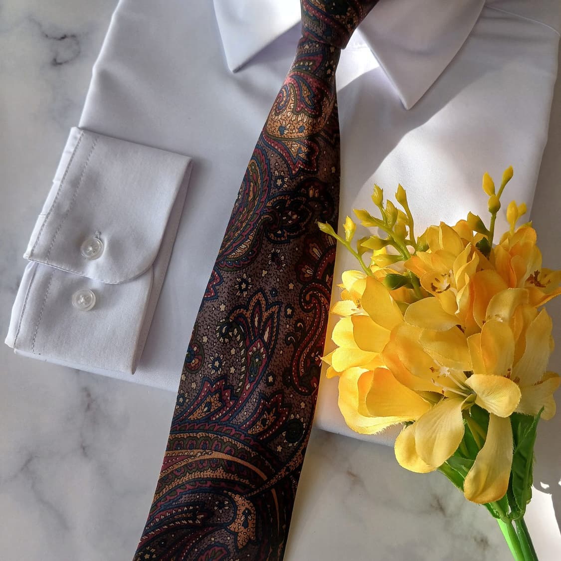 파코라반 실크 브라운 페이즐리 넥타이 8.1cm A+등급 A18959
 상품이미지5